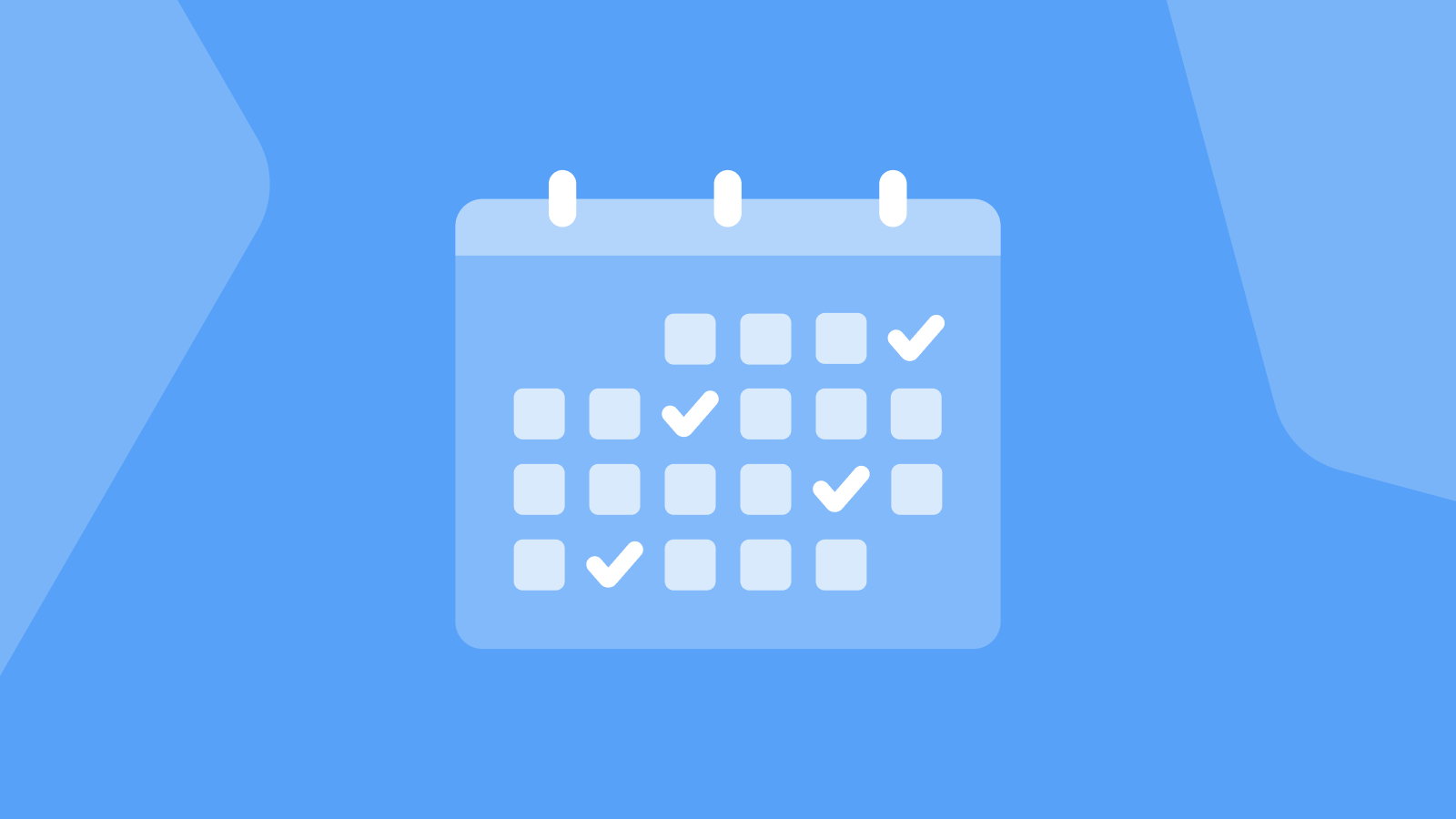 blue background with a calendar in the center.